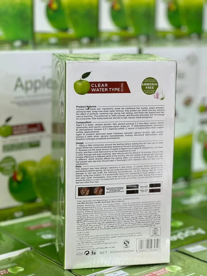 Apple Ammonia-Free Black Hair Cream, 100% Organic Black Hair Dye- Natural Black Hair Color cream Hair Dye