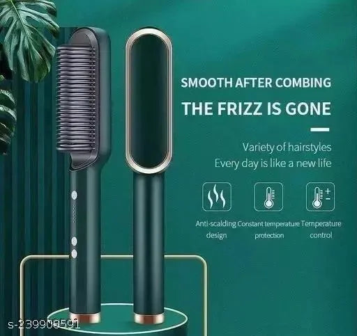Hair Straightener Brush Curling Comb 2 In 1 Hair Hot Comb Anti-Scald Hair Straightener Brush
