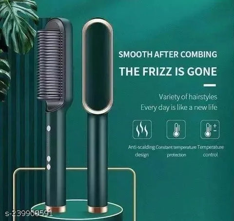 Hair Straightener Brush Curling Comb 2 In 1 Hair Hot Comb Anti-Scald Hair Straightener Brush