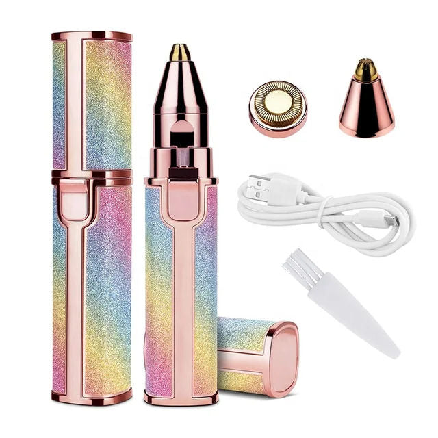 2-in-1 Rechargeable Electric Eyebrow Trimmer & Facial Hair Remover – Painless, Precision Epilator & Shaver with LED Light for Face, Lips, Nose, Chin, Arms, Legs, Armpits & Bikini Area – Portable & Flawless Hair Removal Tool for Women